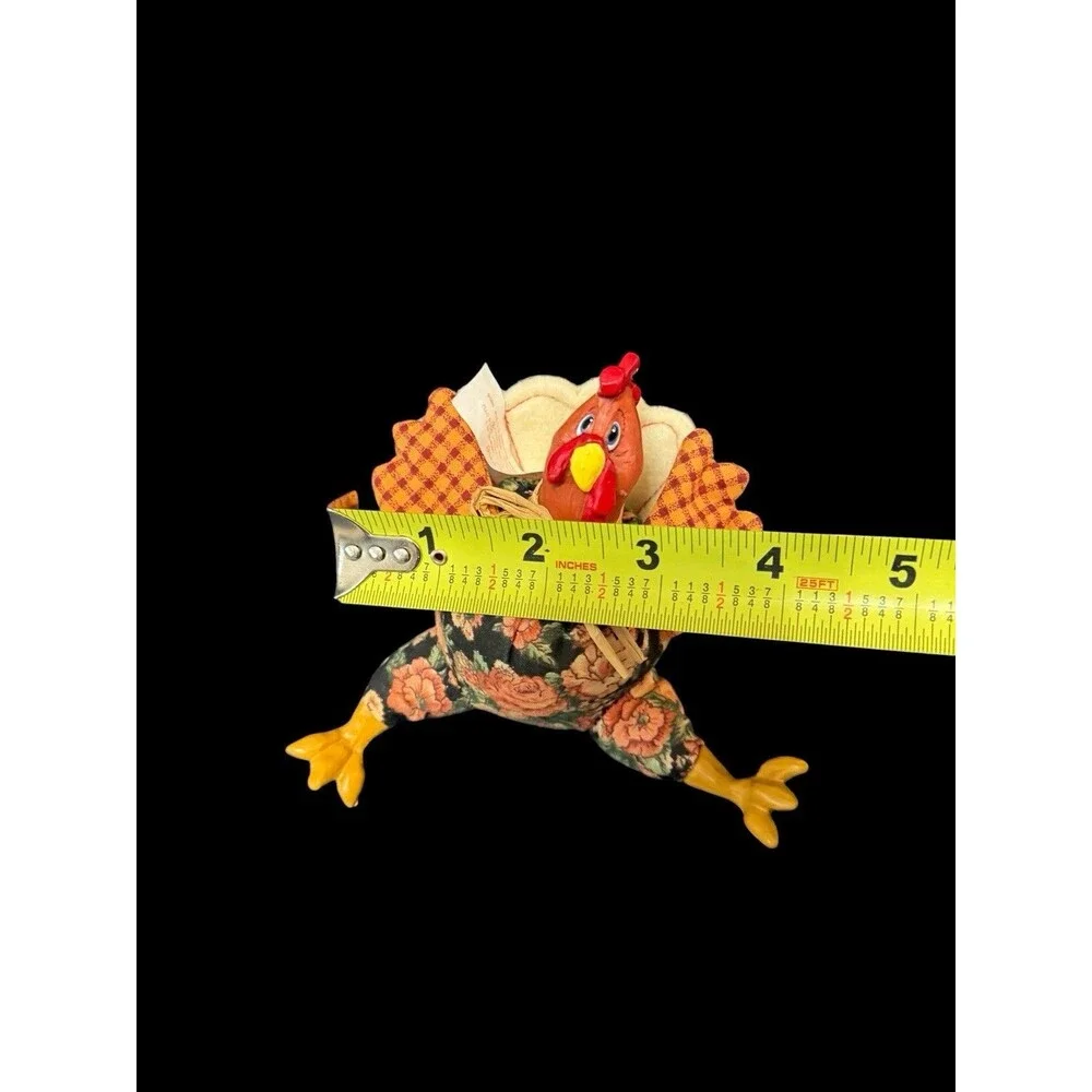 Vtg Russ Paul Tree Decorative Fall Turkey Plush & Resin Figurine Shelf Sitter